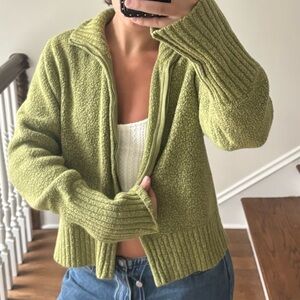 Liz Claiborne Textured Green Cardigan